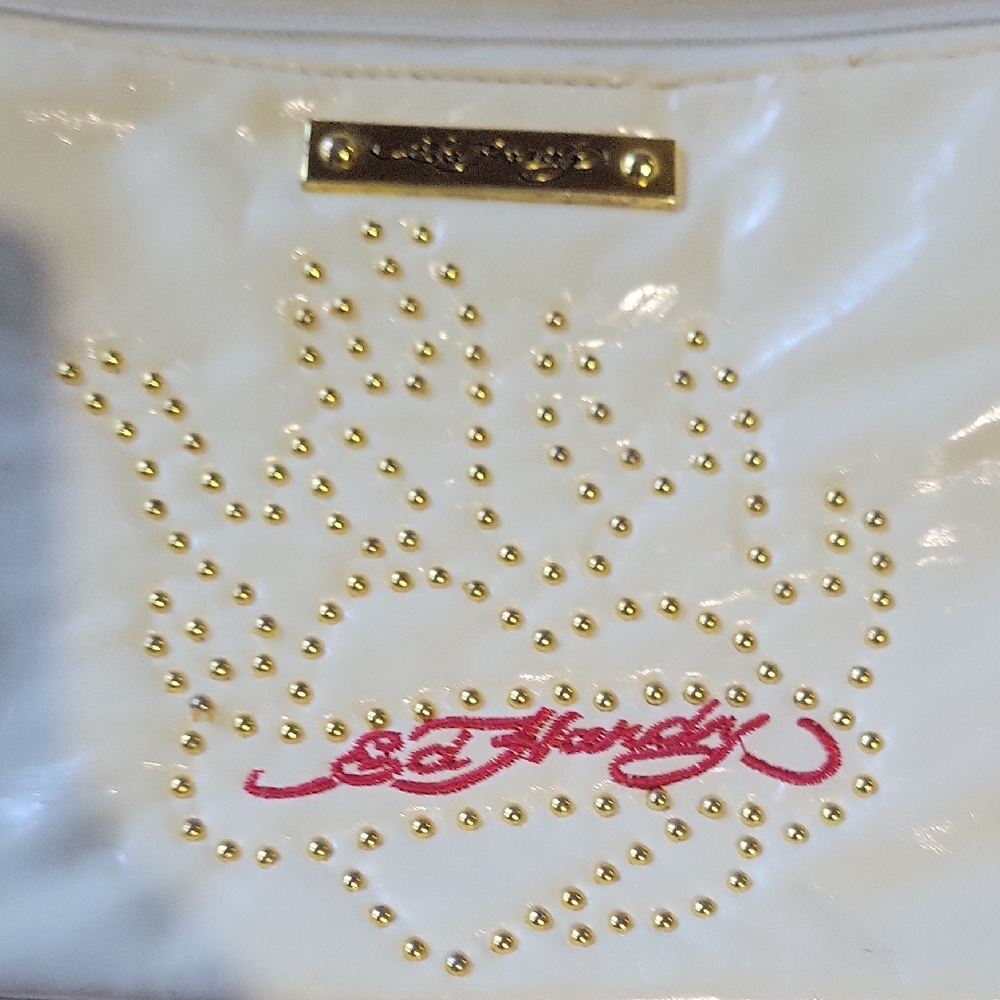 Ed Hardy Cream and Gold Clutch Bag